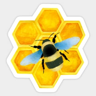 Cute Bumble Bee on Honeycomb Sticker